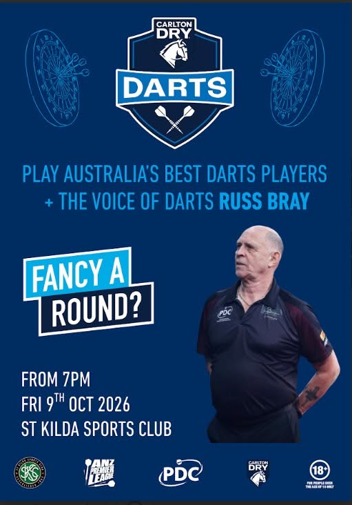 Carlton Dry Darts with Russ Bray at St Kilda Sports Club